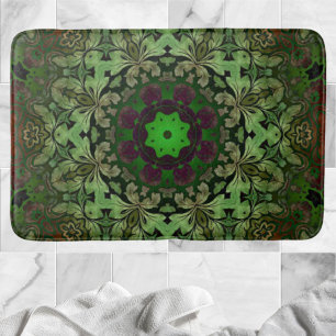 Tapis De Bain Rustique Steampunk Bohème forêt vert mandala