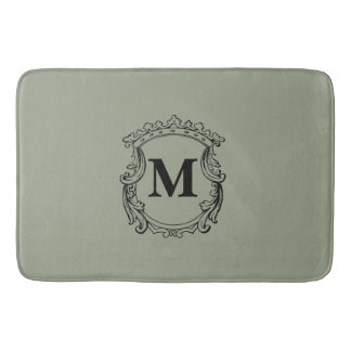 Tapis De Bain Sage Green Custom Monogram Crest