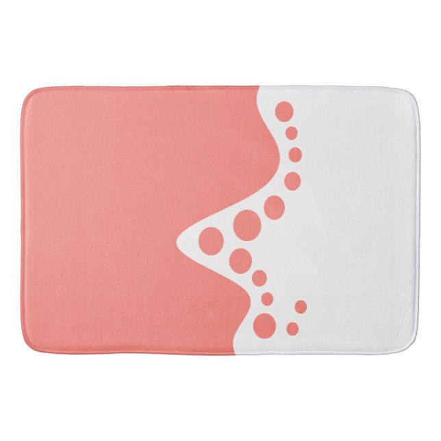 Tapis De Bain Saumon rose vague douce et bulles (Devant)