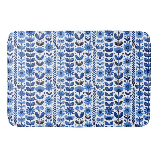 Tapis De Bain Scandi bleu floral (Devant)