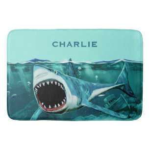 Tapis De Bain Scary Shark nom personnalisé mat de bain