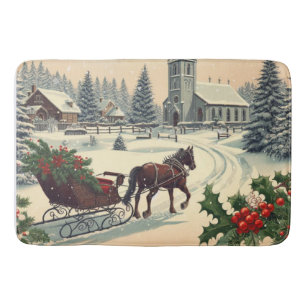 Tapis De Bain Scène de Noël classique/Vintage