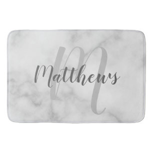 Tapis De Bain Script moderne Monogramme personnalisé et nom de f