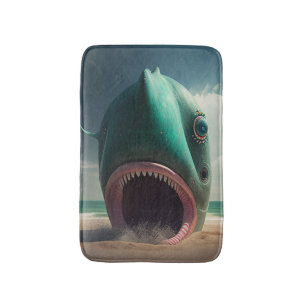 Tapis De Bain Sculpture de requin sur la plage