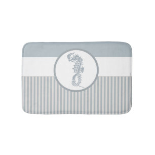 Tapis De Bain Seahorse Bleu Classique Nautique Élégant