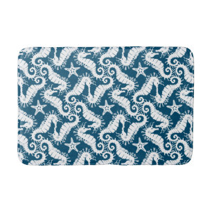 Tapis De Bain Seahorse et Starfish - Motif Vie marine bleue