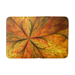 Tapis De Bain Sensation d'automne, Fleur Abstraite fractale mode