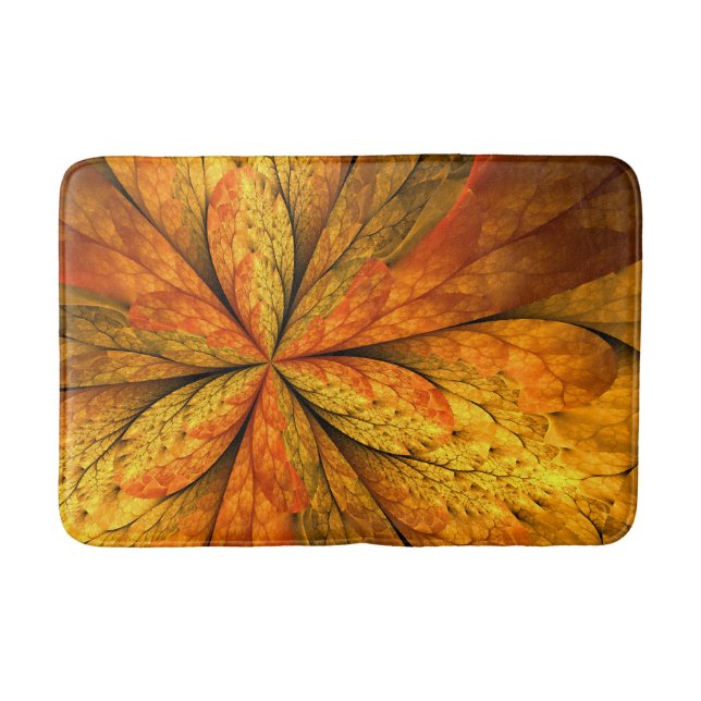 Tapis De Bain Sensation d'automne, Fleur Abstraite fractale mode (Devant)