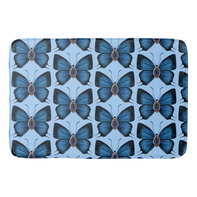 Tapis De Bain Septembre Blue Butterfly Motif Design Regal (Devant)
