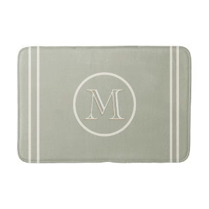 Tapis De Bain Serene Elégant Contemporain Vert Unique Monogramm