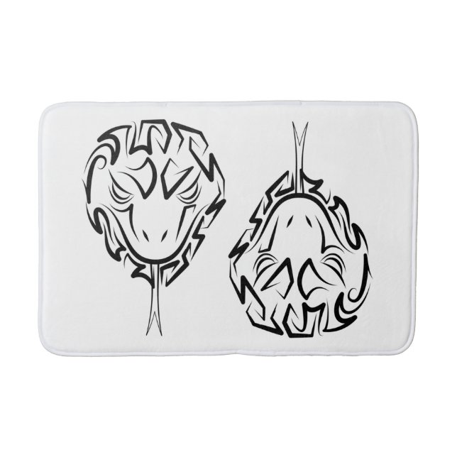Tapis De Bain Serpent tribal noir et blanc (Devant)