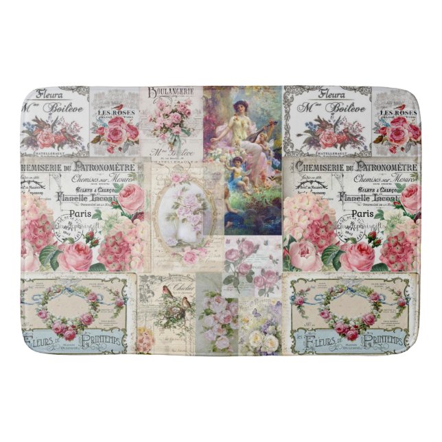 Tapis De Bain Shabby chic collage,country victorian,decoupage,mo (Devant)