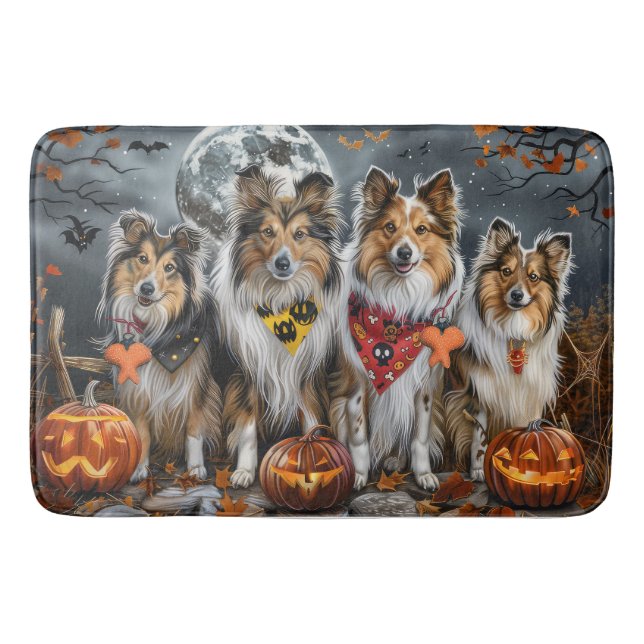 Tapis De Bain Shetland Sheepdog Halloween Éffrayant (Devant)