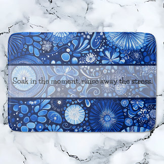 Tapis De Bain Shibori Botanique Bleu Dit :