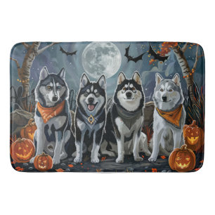 Tapis De Bain Sibérie Husky Halloween Éffrayant
