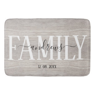Tapis De Bain Signature du nom de famille personnalisé Wood