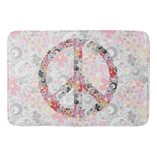 Tapis De Bain Signe de paix de flower power II + votre backgr.