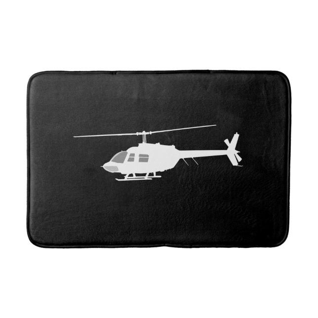 Tapis De Bain Silhouette de coupe d'hélicoptère noir (Devant)