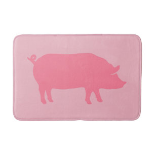 Tapis De Bain Silhouette de porc rose