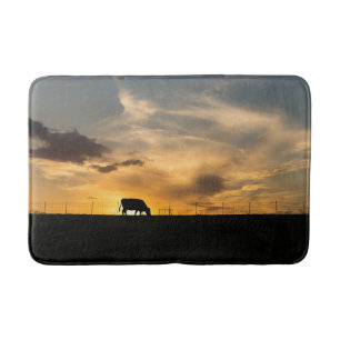 Tapis De Bain Silhouette du coucher du soleil de bétail