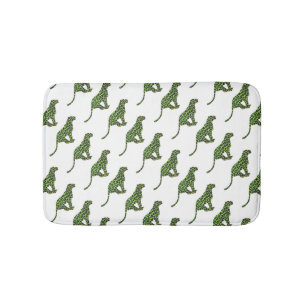 Tapis De Bain Silhouette léopard noir et vert