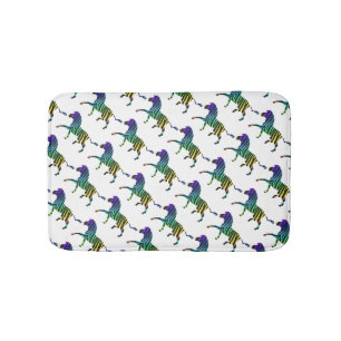 Tapis De Bain Silhouette noir et arc-en-ciel Zebra