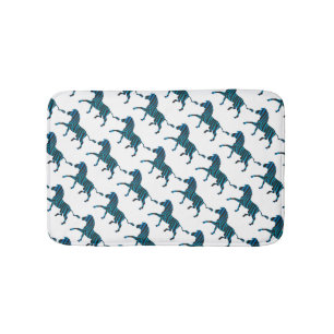 Tapis De Bain Silhouette noir et bleu Zebra