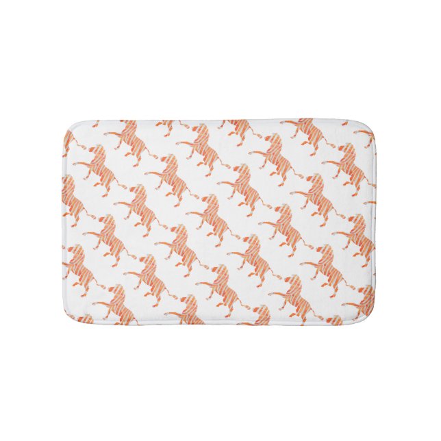 Tapis De Bain Silhouette Zèbre orange et blanc (Devant)