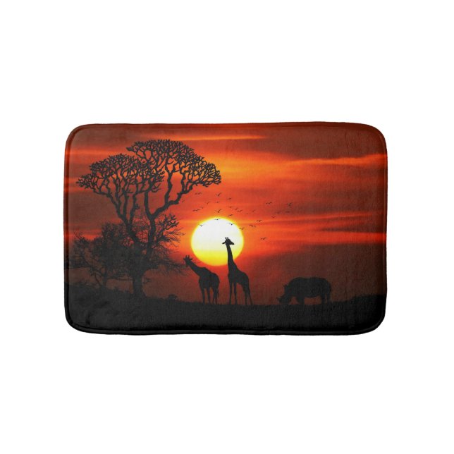 Tapis De Bain Silhouettes africaines d'animal de coucher du (Devant)
