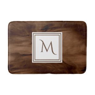 Tapis De Bain Simple Brown foncé Marbre subtil Monogramme modern