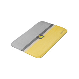 Tapis De Bain Simple deux tons jaune et gris Initiales Monogramm