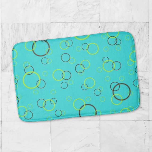 Tapis De Bain Simple Lime et cercles bruns sur Motif Turquoise (Créateur téléchargé)