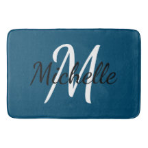 Simple Monogramme Bleu Foncé