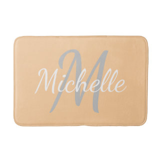 Tapis De Bain Simple peach Bold Typography & Name Monogram