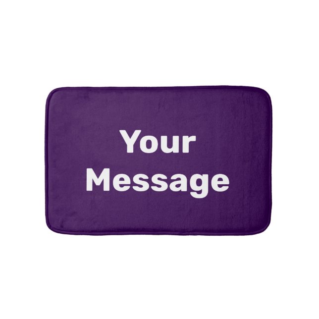 Tapis De Bain Simple Purple and White Your Message Text Template (Devant)