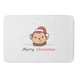Tapis De Bain Singe Noël Neige Hiver Animaux Singes