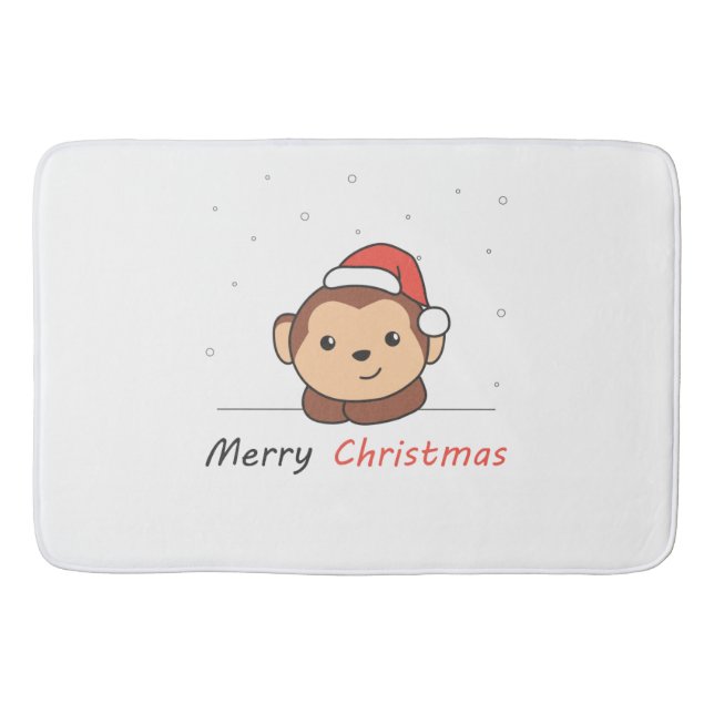 Tapis De Bain Singe Noël Neige Hiver Animaux Singes (Devant)