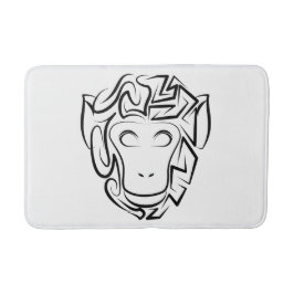 Tapis De Bain Singe tribal noir et blanc