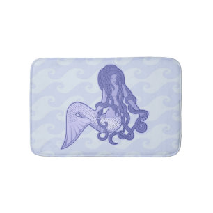 Tapis De Bain Sirène assise bleue