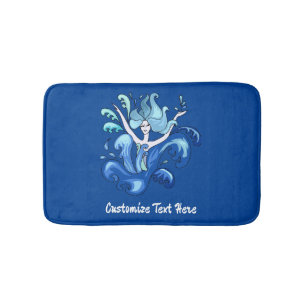 Tapis De Bain Sirène bleue Vagues océaniques Personnaliser le te