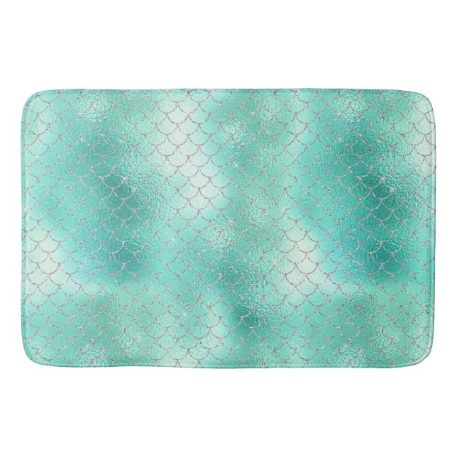 Tapis De Bain Sirène de menthe d'argent (Devant)