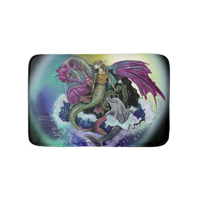 Tapis De Bain Sirène, Dragon, & Dauphin (Devant)