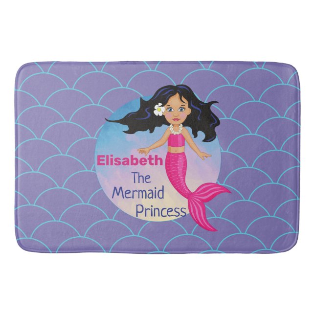 Tapis De Bain Sirène Magique Sous La Mer Anniversaire (Devant)