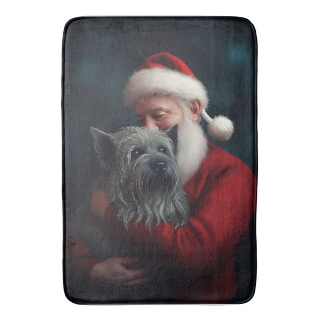 Tapis De Bain Skye Terrier avec Noël Festif du Père Noël (devant Vertical)