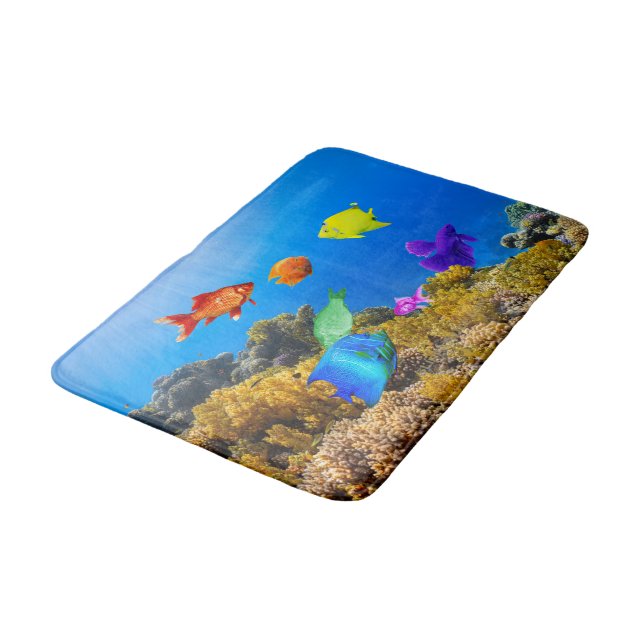 Tapis De Bain SlipperyJoe's Fish Pride tropicale vert bleu pourp (Angle)