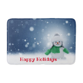 Tapis De Bain Snowman avec une écharpe verte