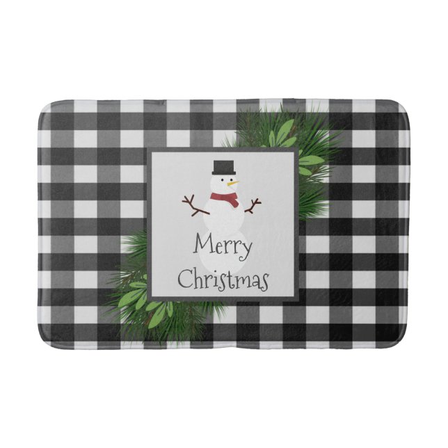 Tapis De Bain Snowman Buffalo Plaid Bain Mat (Devant)