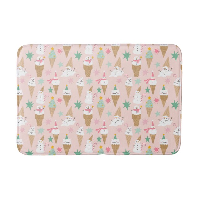 Tapis De Bain Snowman Crème glacée cônes Noël Motif (Devant)