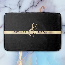 Tapis De Bain Son et ses noms, Gold Stripe sur le noir