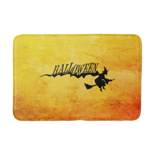 Tapis De Bain Sorcière d'Halloween volant sur un balai